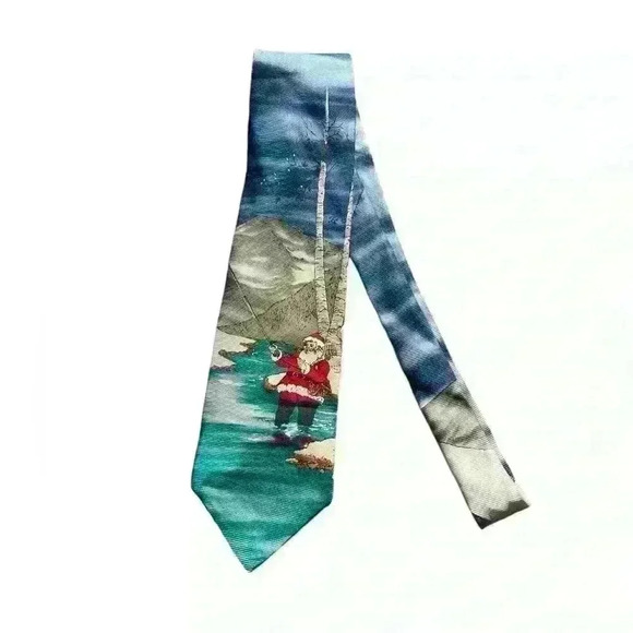 Ruff Hewn Tie Silk Fly Fishing Santa Claus Blue Green White Red Tan A006 - Picture 1 of 3